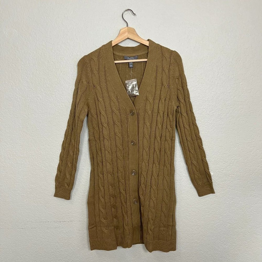 Lisa Rinna Collection Brown Cable Knit Cardigan - Picture 3 of 11